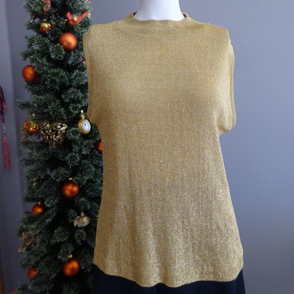 Retro '90s Gold Lurex Top, Wmns Lg - Picture 1 of 5